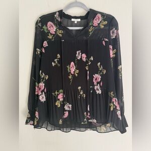 Pleione Floral Black Blouse.